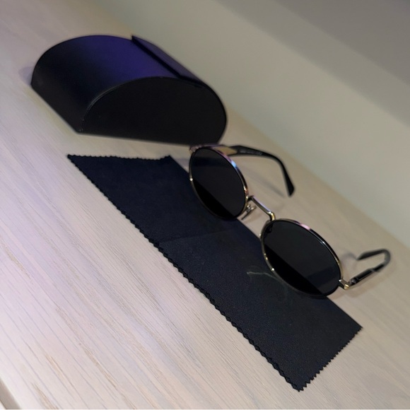 PRADA Engraved Logo Metal & Plastic Oval Sunglasses - Picture 6 of 10